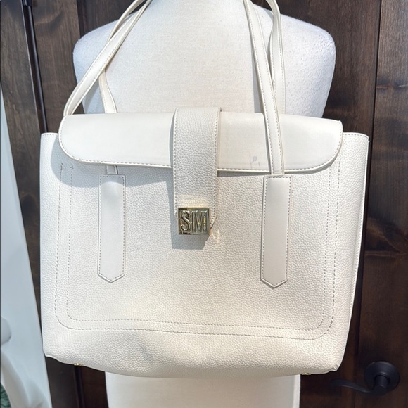 Steve Madden vanilla Bgoose Tote White Tote bag gold hardware shoulder tote bag - Picture 1 of 10